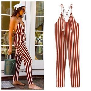 NWT WeWoreWhat Kaia Jumper in Burnt Henna Striped Size S